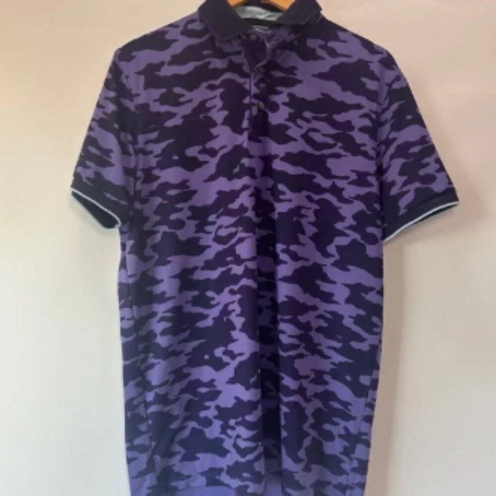 Greyson Golf Polo Mens M Purple/Blue Wolfscape Rush Camo